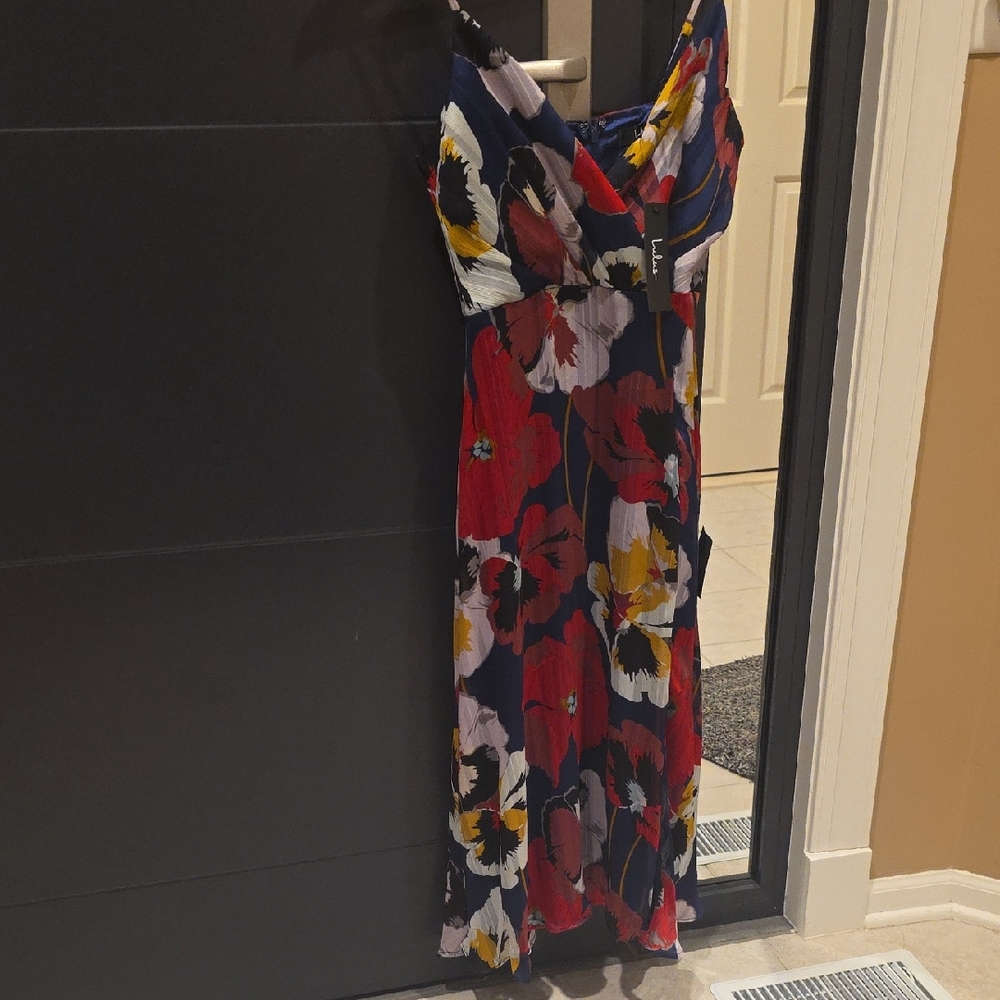 Lulu's Vibrant Floral Maxi Dress - Red and Blue